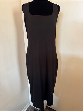 J for Justify Black Sleeveless Midi Dress with Square Neck
